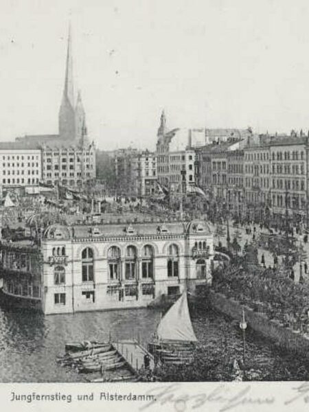 Binnenalster, Alsterpavillion, Jungfernstieg und Alsterdamm um 1906